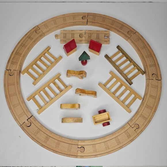 21 Piece Wooden Train Accessories Rails Circus Farm 1960's Vintage Hobby Gift - Picture 2 of 6